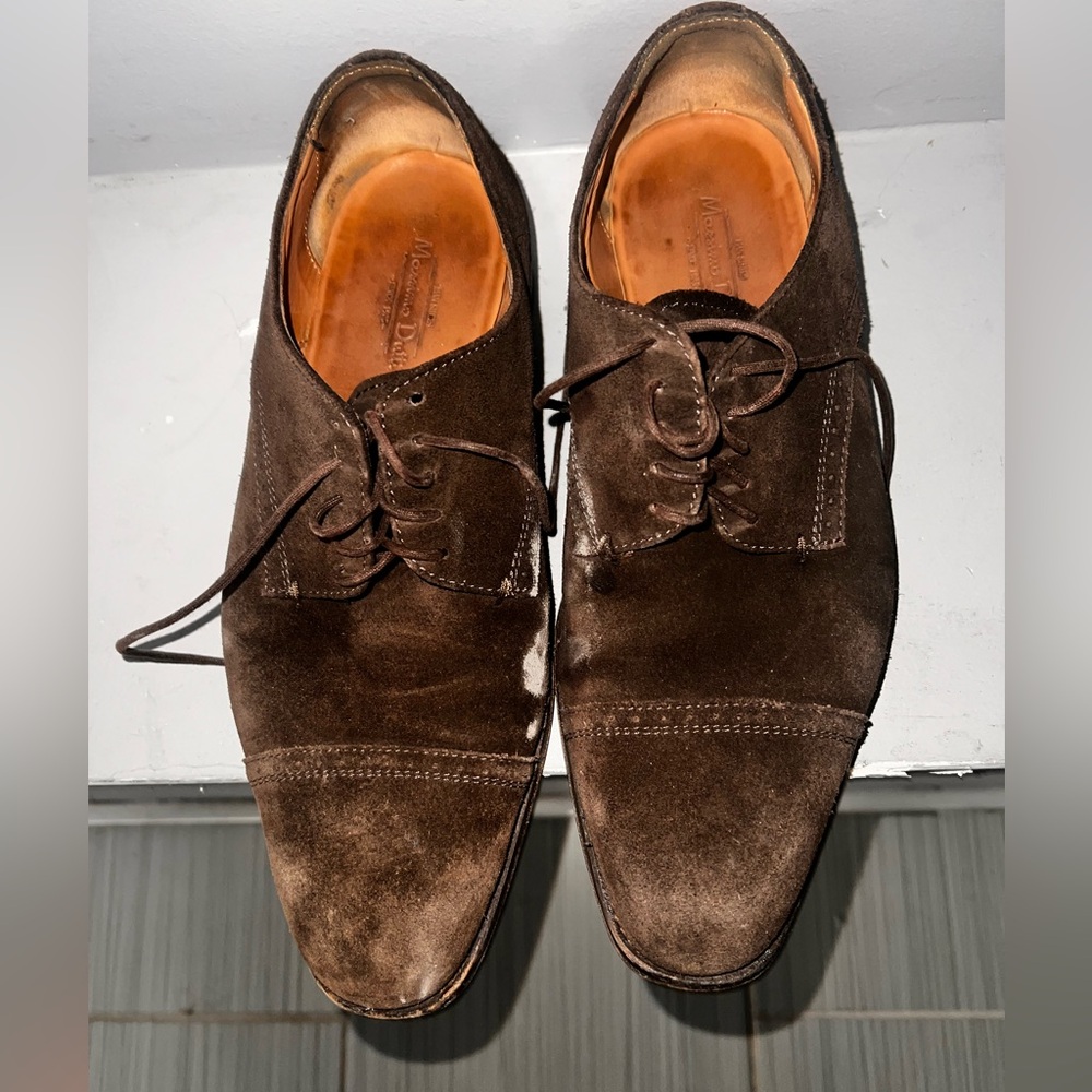 Massimo Dutti Mens EU 40 Brown Leather Wingtip Lace Up Oxford Dress Shoes